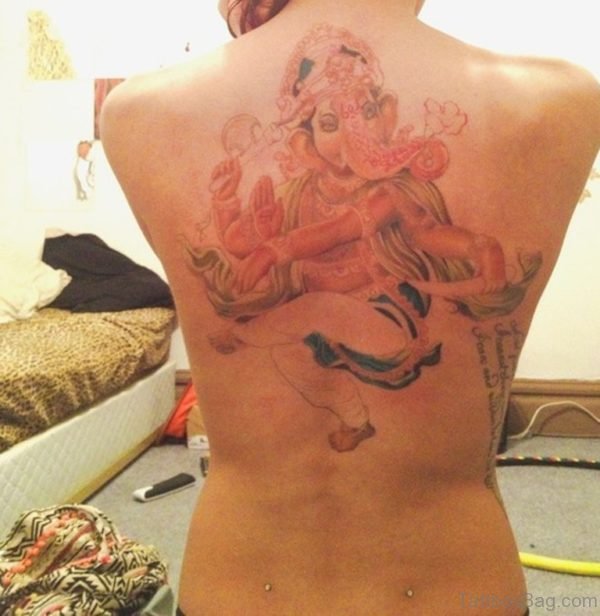 Fantastic Ganesha Tattoo On Back