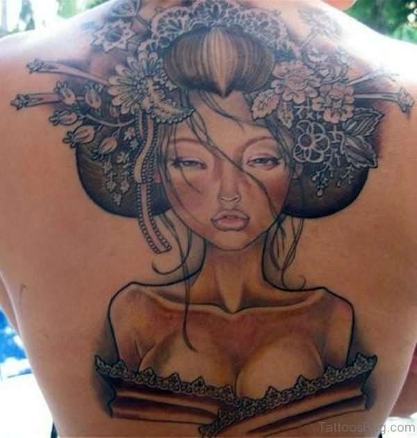 Fantastic Geisha Tattoo On Back
