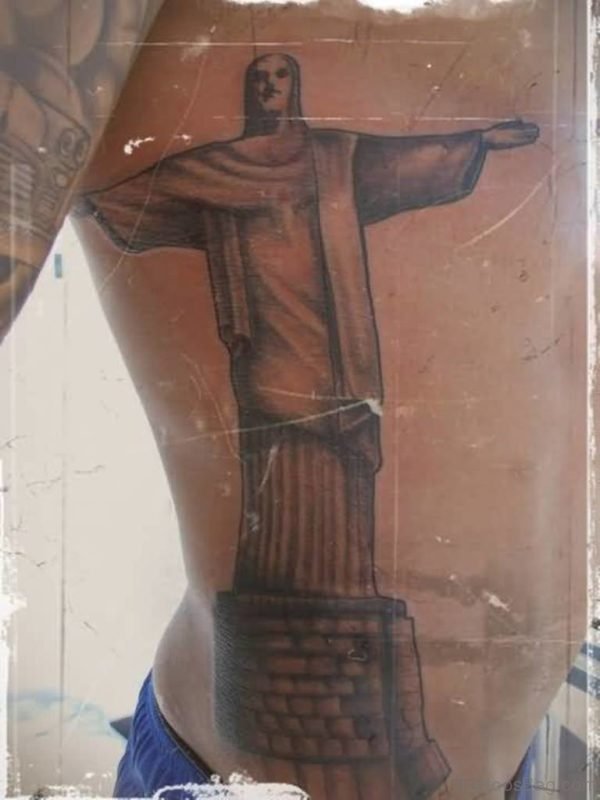 Fantastic Jesus Cross Tattoo On Rib Side For Men