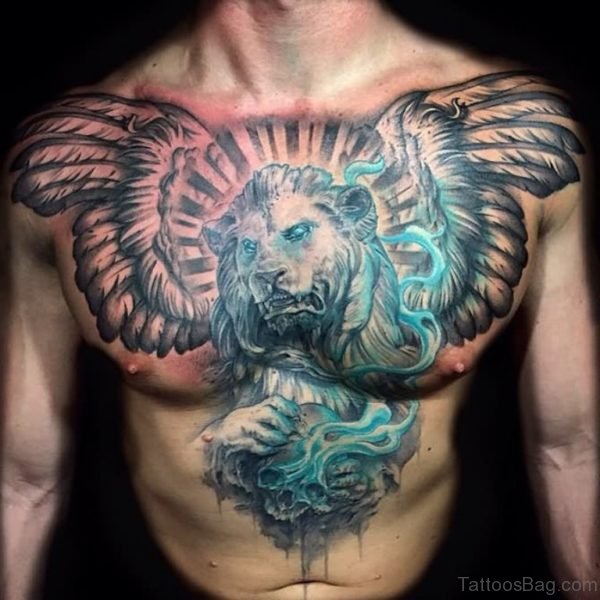 Fantastic Lion With Wings Tattoo