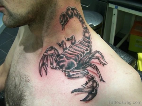 Fantastic Scorpion Tattoo On Neck