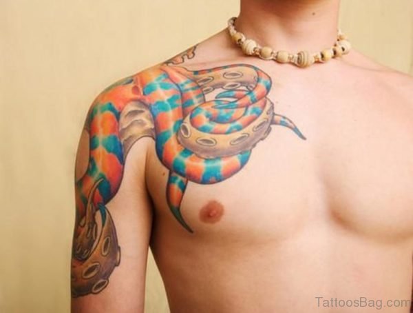 Fantastic Snake Tattoo On Shoulder