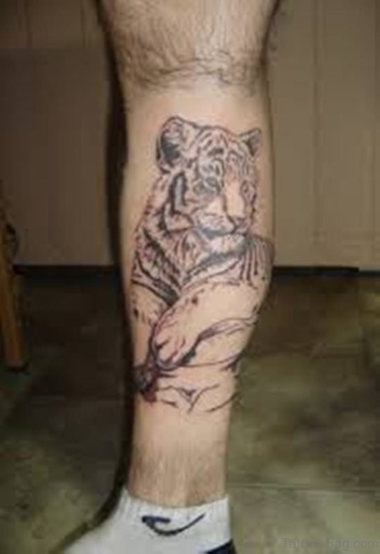 Fantastic Tiger Tattoo For Leg
