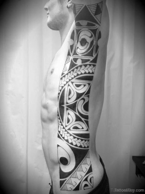 Fantatsic Tribal Tattoo Design On Rib