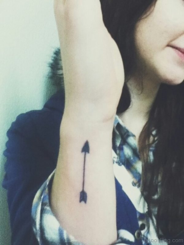 Feather Arrow Tattoo On Inner Wrist