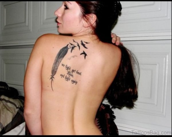Feather Quote Tattoo On Back