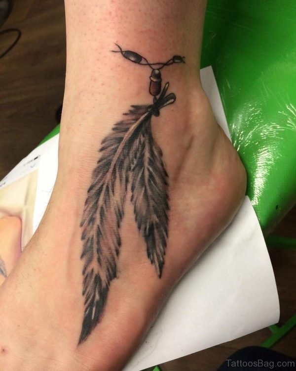Feather Tattoo Design On Ankle