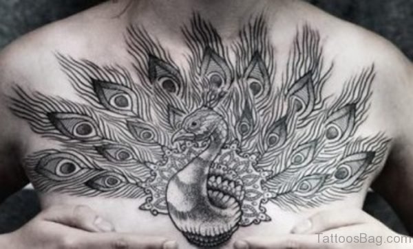 Feather Tattoo Design On Chest