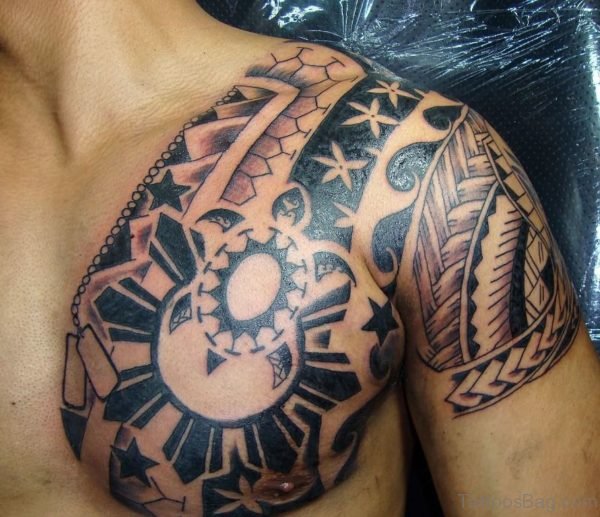 Filipinno Tribal Tattoo On Chest