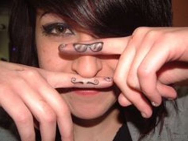 Finger Mustache Tattoo Design