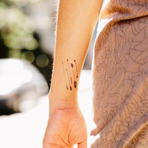 Five Arrows Tattoo On Wrist