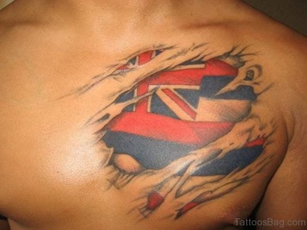 Flag Tattoo Design On Chest