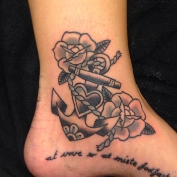 Flower And Anchor Tattoo