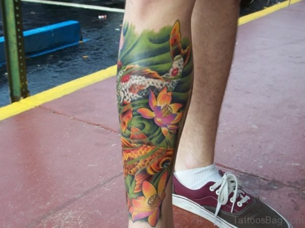 Flower And Fish Tattoo