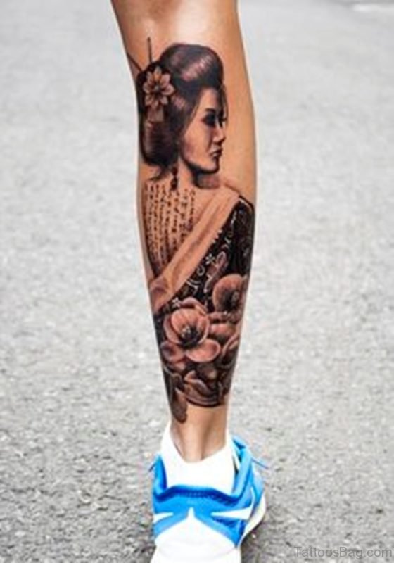 Flower And Geisha Tattoo 