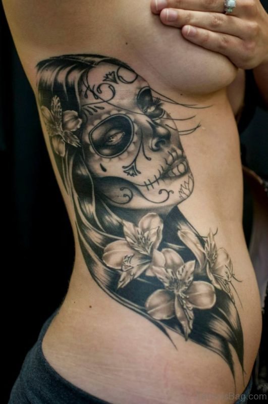 Flower And Portrait Tattoo
