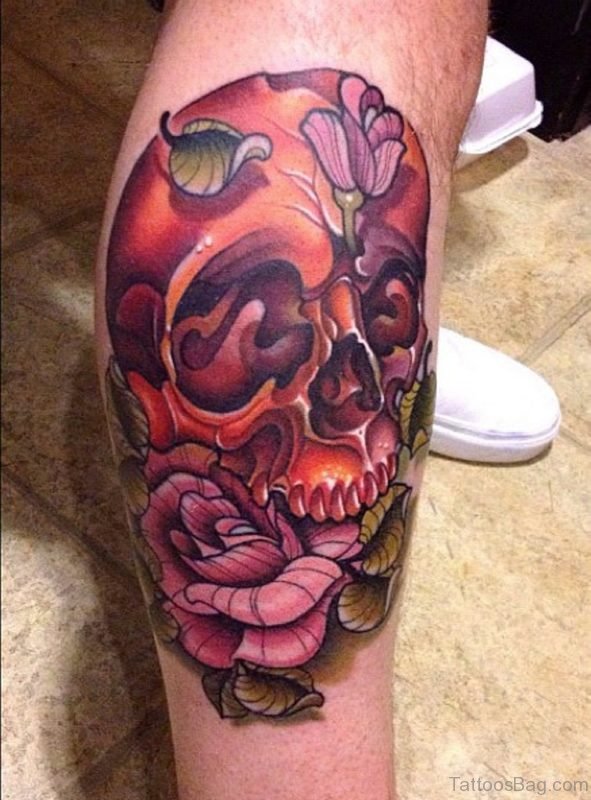 Flower And Skull Tattoo 