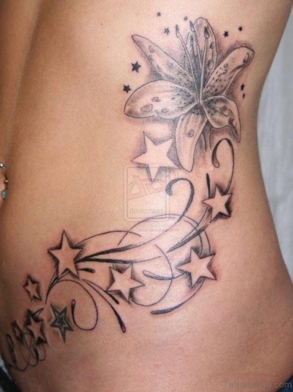 Flower And Star Tattoo