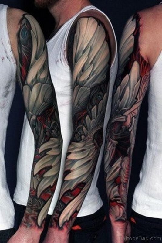 Flower Tattoo Design On Full Sleeve