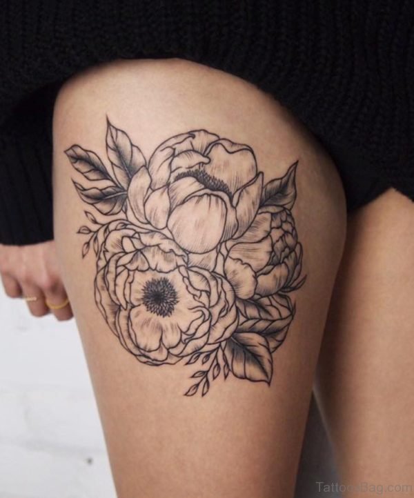 Flower Tattoo On Thigh