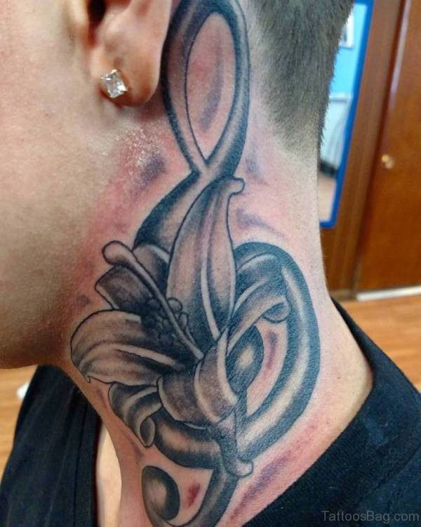Flower With Music Tattoo