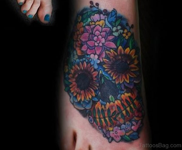 Flowers Skull Tattoo