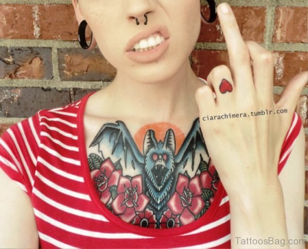 Flying Bat Tatoo For Women