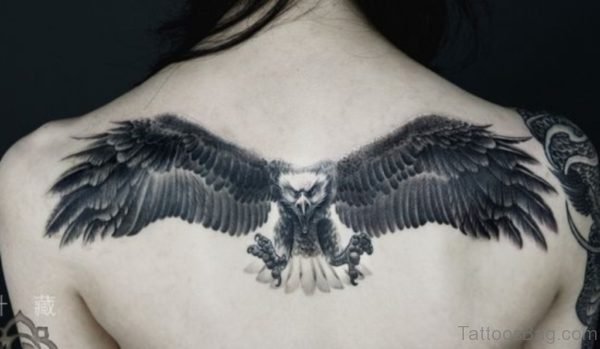 Flying Eagle Tattoo On Back