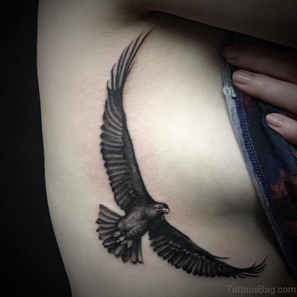Flying Eagle Tattoo On Rib