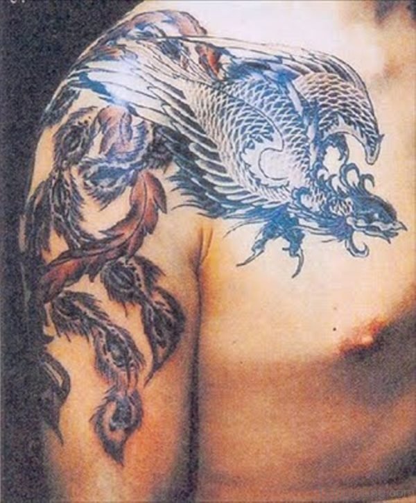 Flying Phoenix Tattoo On Chest