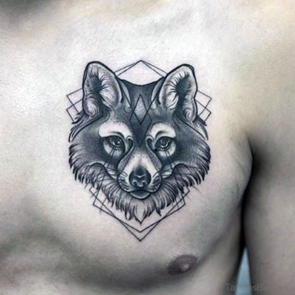 Fox Face Tattoo On Chest