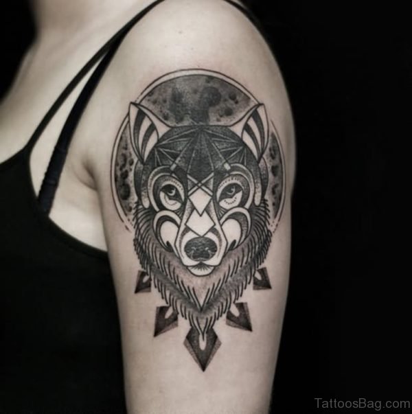 Fox Head Tattoo On Shoulder