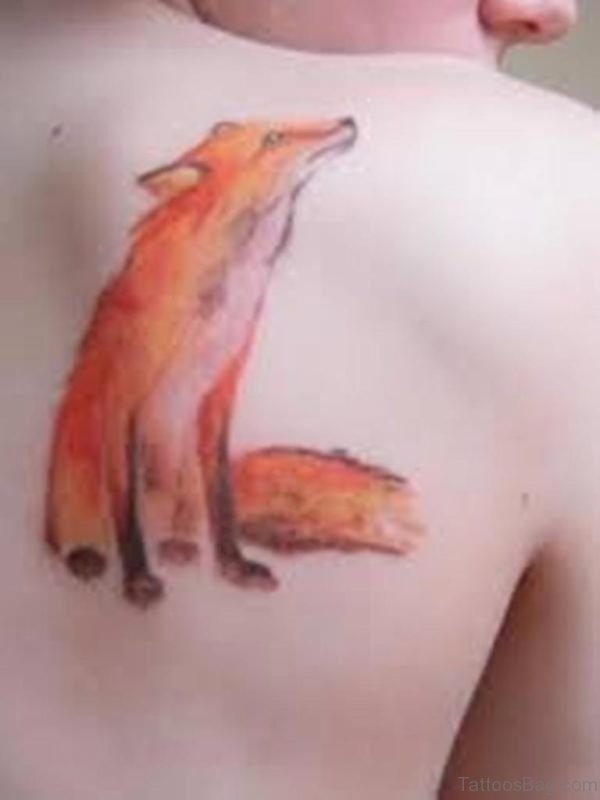 Fox Tattoo On Girl Right Back Shoulder