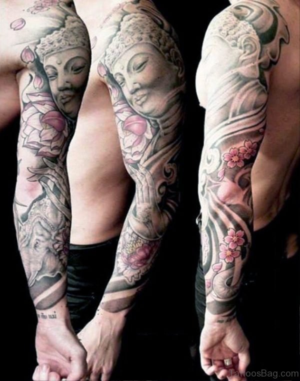 Full Sleeve Amazing Buddha Tattoo