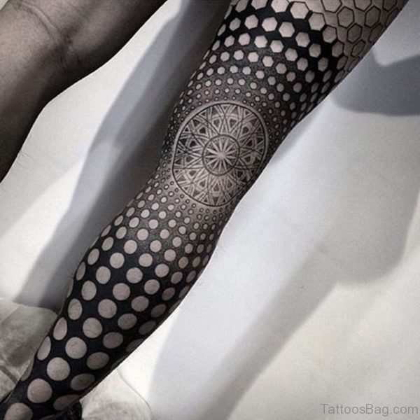 Funky Geometric Tattoo On Leg