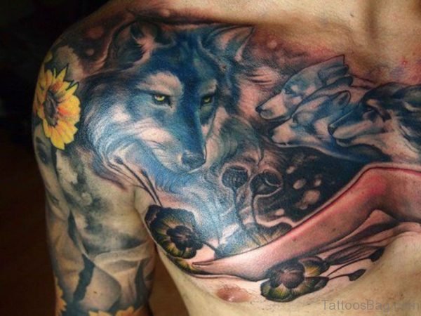 Funky Wolf Tattoo 