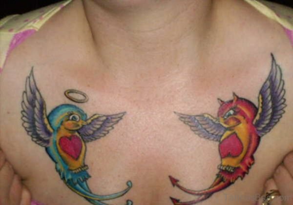 Funny Birds Tattoo For Chest 