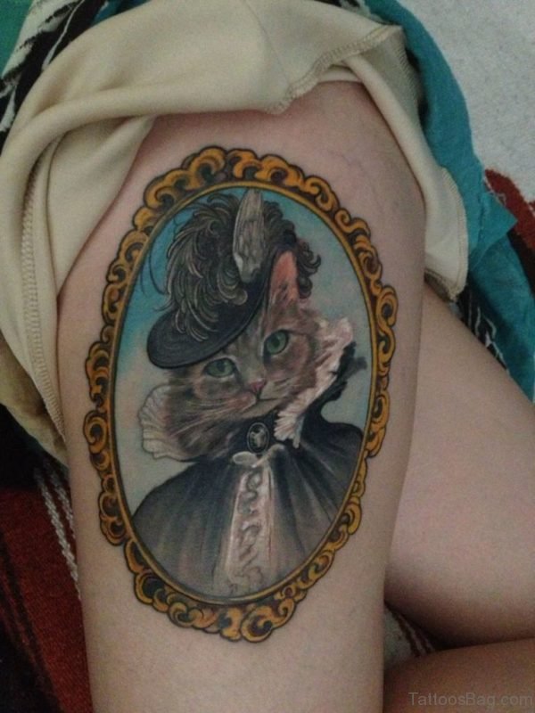 Funny Cat Portrait Tattoo