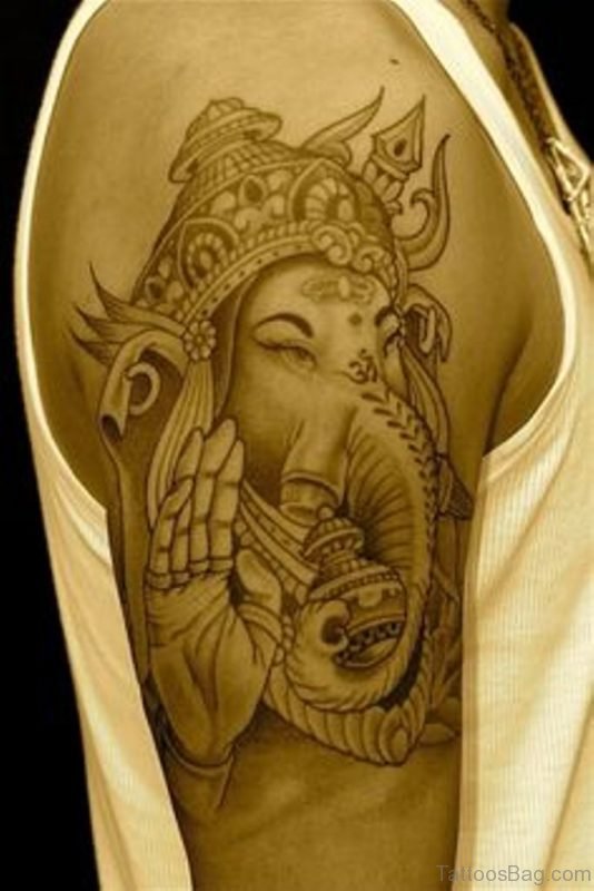 Ganesha And Lotus Tattoo