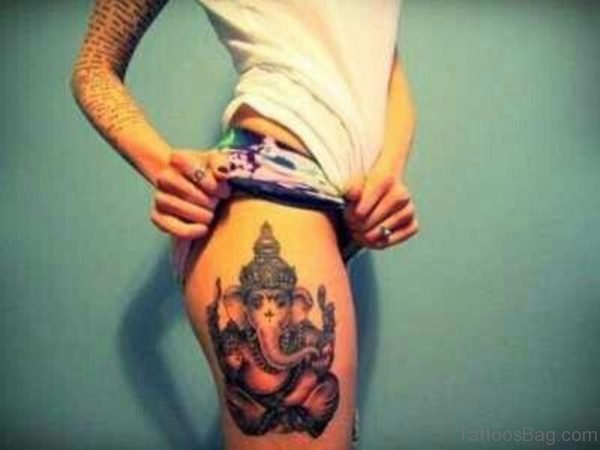 Ganesha Tattoo For Thigh