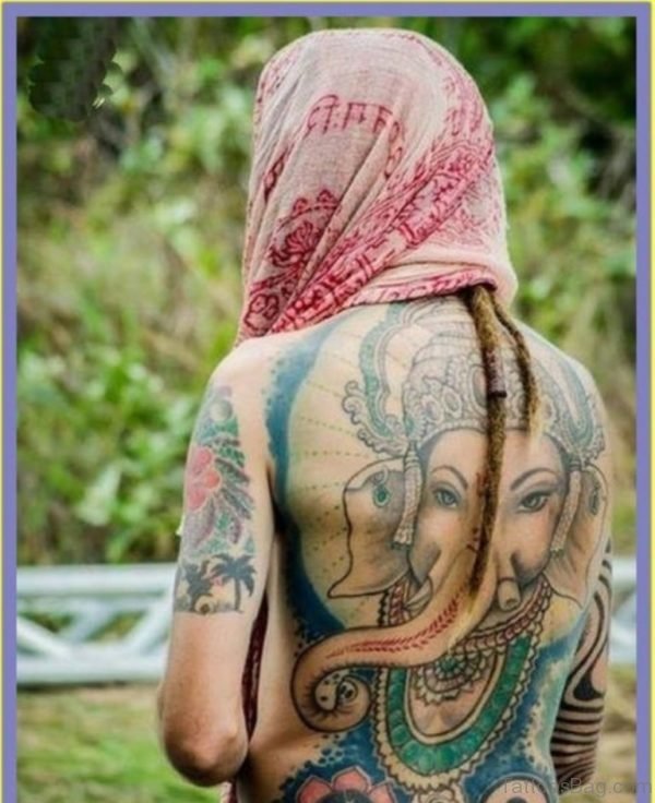 Ganesha Tattoo On Girl Full Back