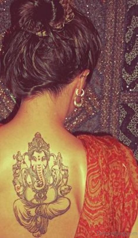 Ganesha Tattoo On Upper Back