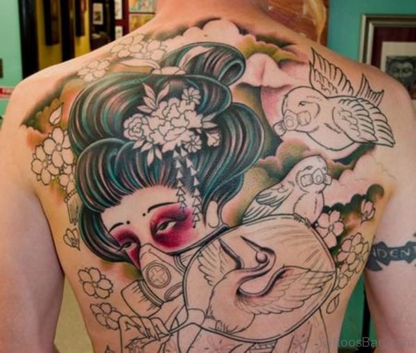 Geisha Back Piece Tattoo Design