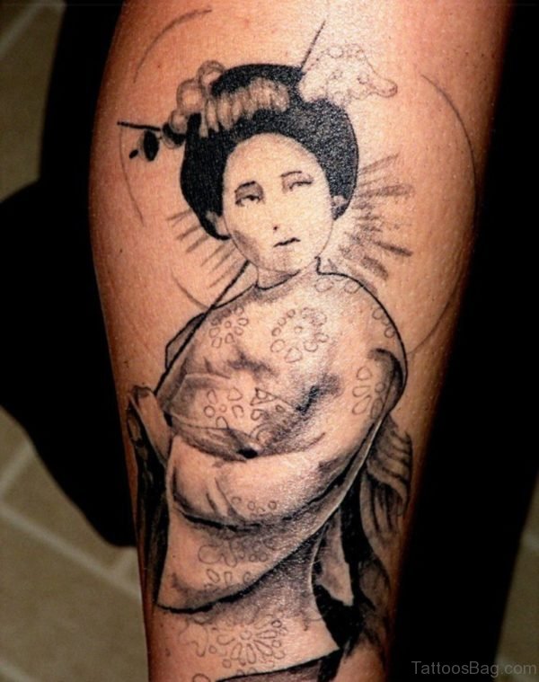 Geisha Leg Tattoo Design Image