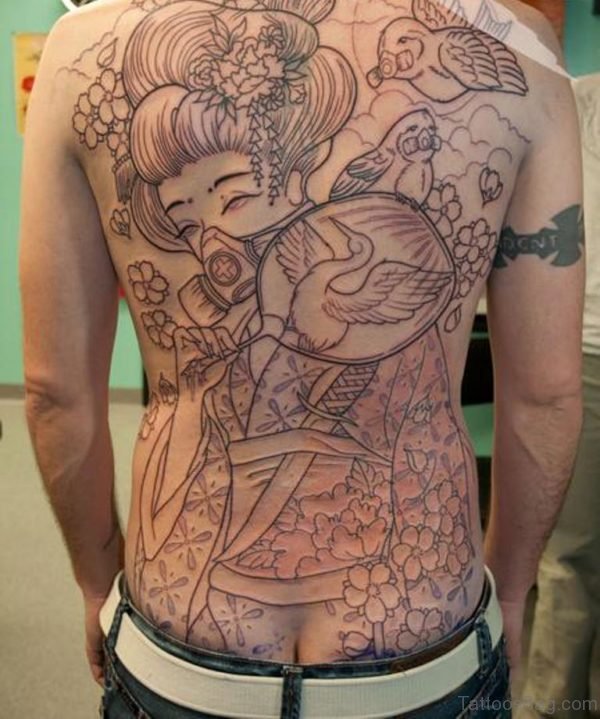 Geisha Tattoo Design On Back Image