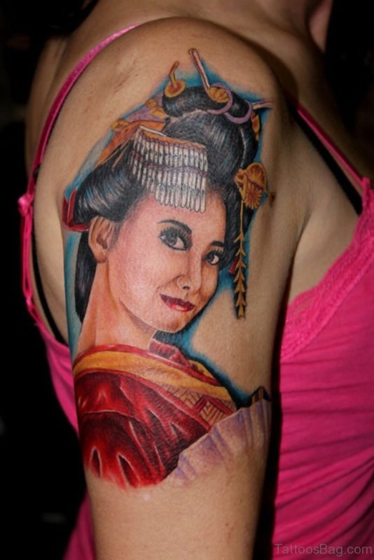 Geisha Tattoo For Women On Shoulder