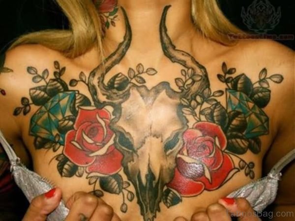 Goat And Rose Tattoo