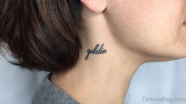 Goldie Word Tattoo On Neck