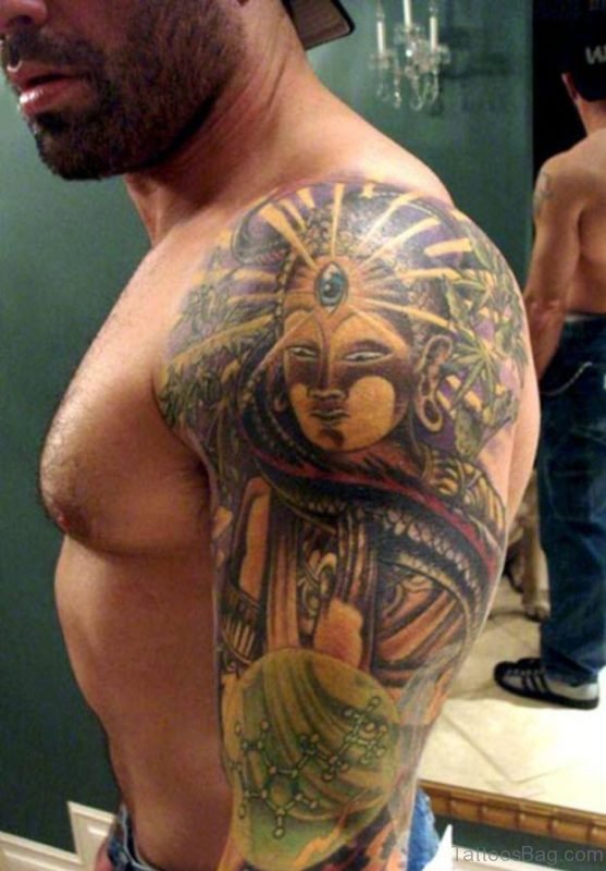 Gorgeous Buddhist Religious Tattoo On Shoulder