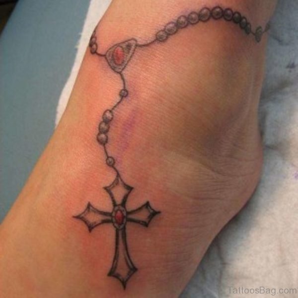 Gorgeous Cross Tattoo On Ankle